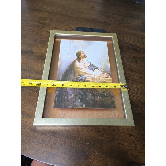 Vintage Jesus Print Praying At The Garden Of Gethsemane Gold Frame 16 X 12 - Picture 16 of 16
